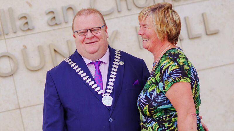 Independent councillor Danny Collins, the new mayor of Co Cork, with his partner Noreen Coakley pictured at the annual meeting of Cork County Council, where he was unanimously elected. Independent councillor Danny Collins, the new mayor of Co Cork, with his partner Noreen Coakley pictured at the annual meeting of Cork County Council, where he was unanimously elected.