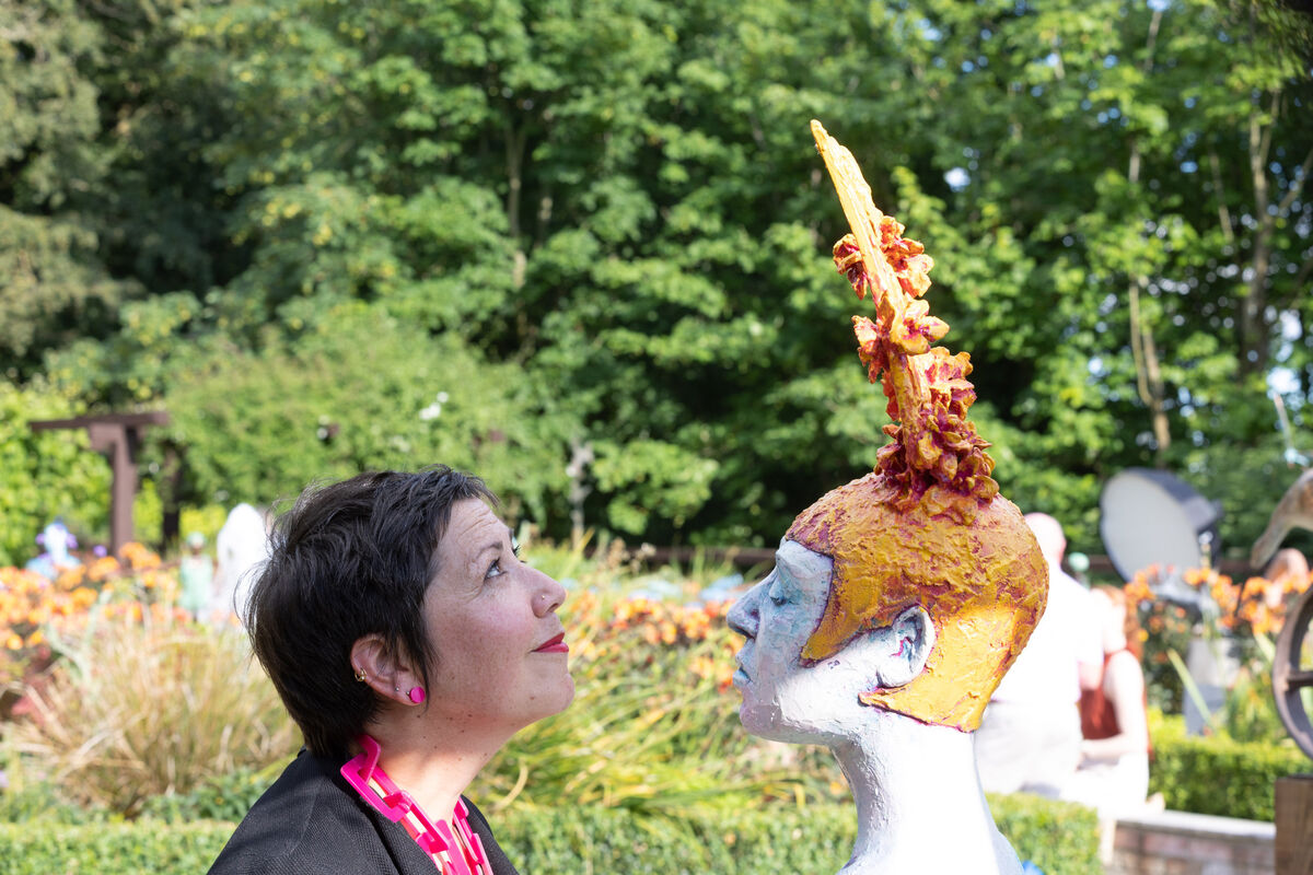 Artist Eyelet Lalor with her work entitled Queen. It's acrylic resin and steel mixed resin, €2,800. Artist Eyelet Lalor with her work entitled Queen. It's acrylic resin and steel mixed resin, €2,800.