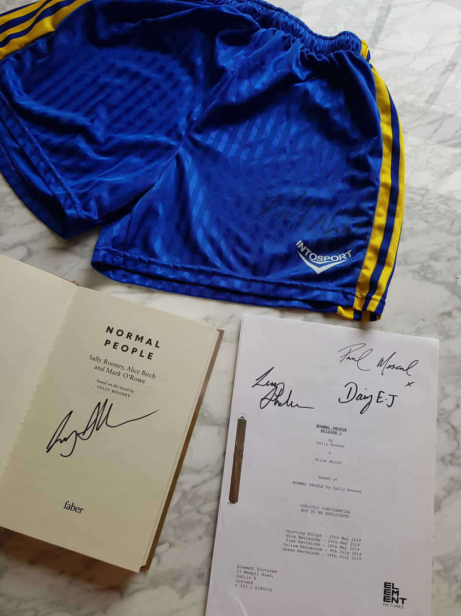 Paul Mescal's signed GAA shorts, a signed script of the first episode and signed hardback book of scripts from the award-winning series Normal People. Picture: Element Pictures /PA Wire