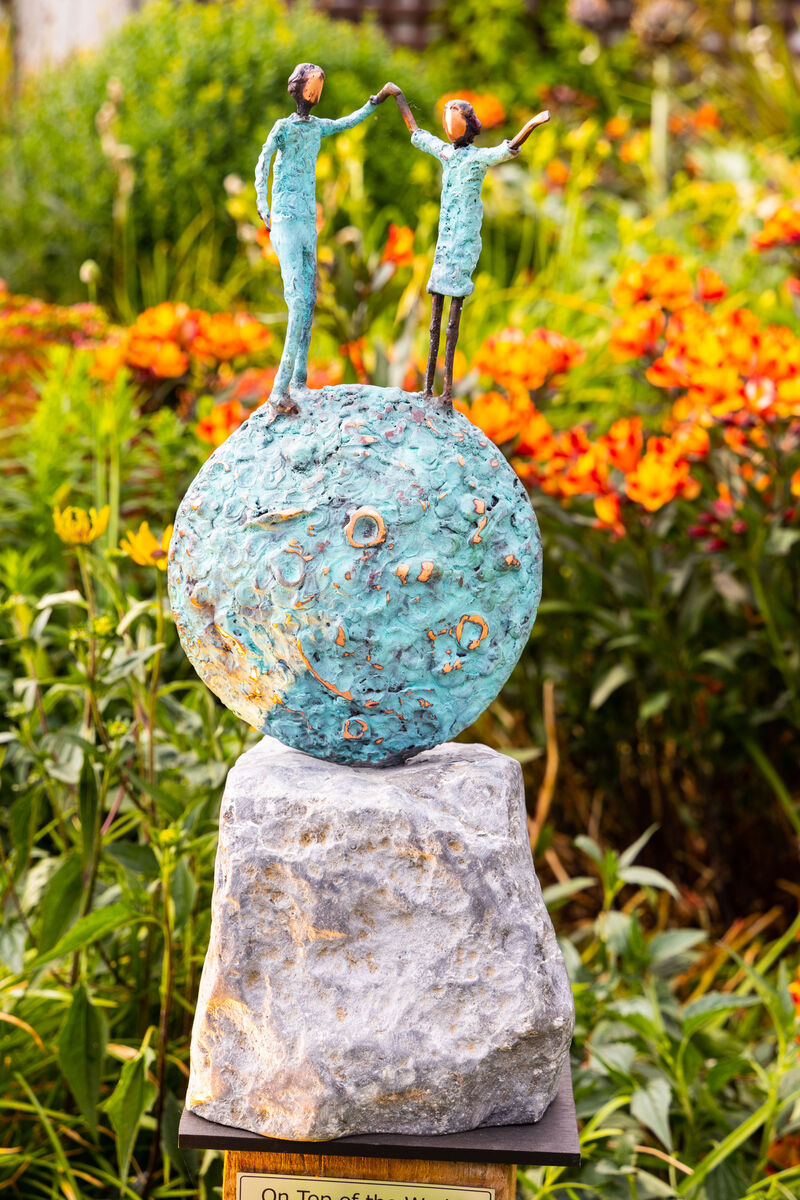 This piece is called On Top of the World by Liam Butler, in copper and Kilkenny limestone, €1,500. This piece is called On Top of the World by Liam Butler, in copper and Kilkenny limestone, €1,500.