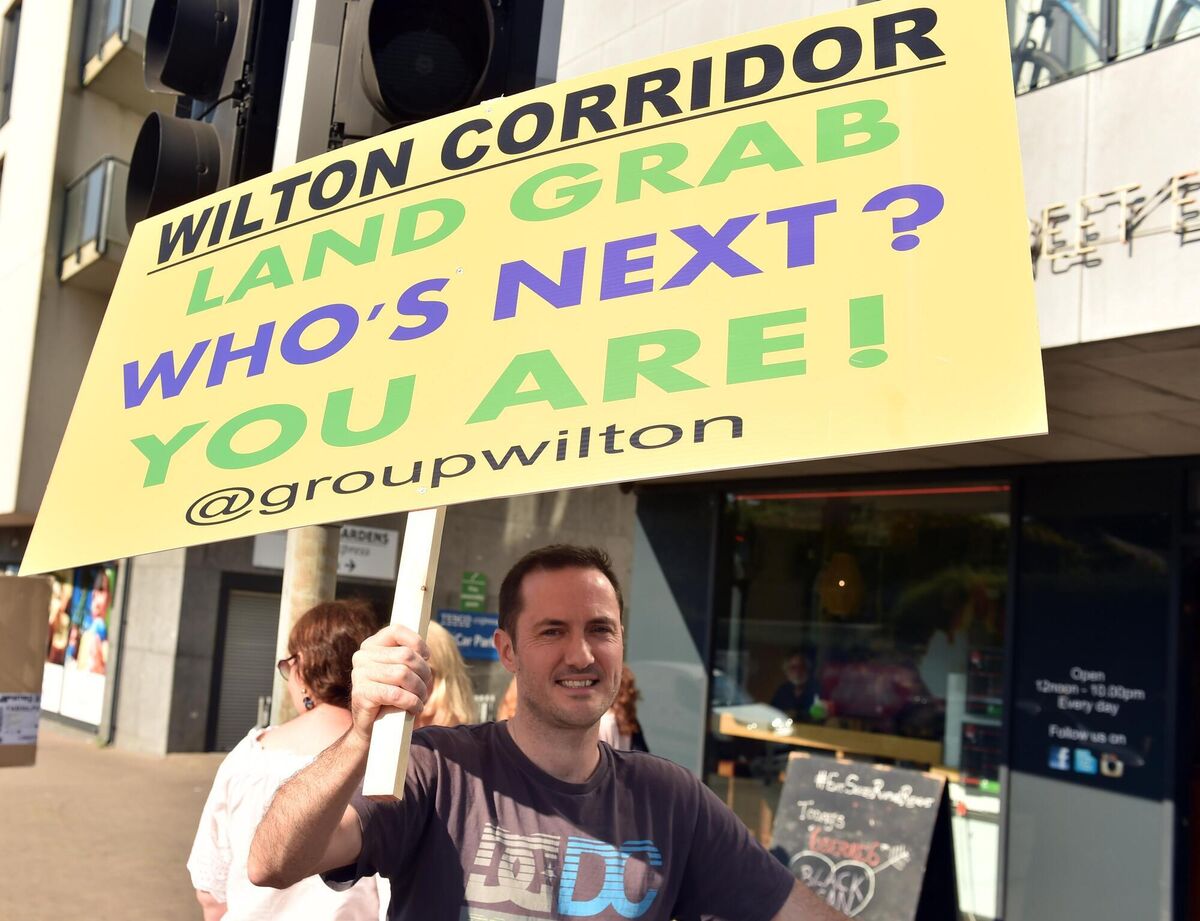 Conor Roche at the protest at Dennehy's Cross and along Wilton Road ahead of the council vote on the Wilton Corridor Phase 1 bus corridor development. Picture: Eddie O'Hare