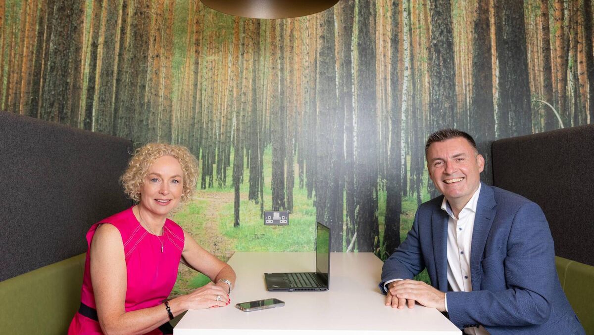 Anne O’Leary and John Keaney at the launch. “The research shows many young people are open to working and living where their family and community connections are located, if this is feasible,” Keaney says. 