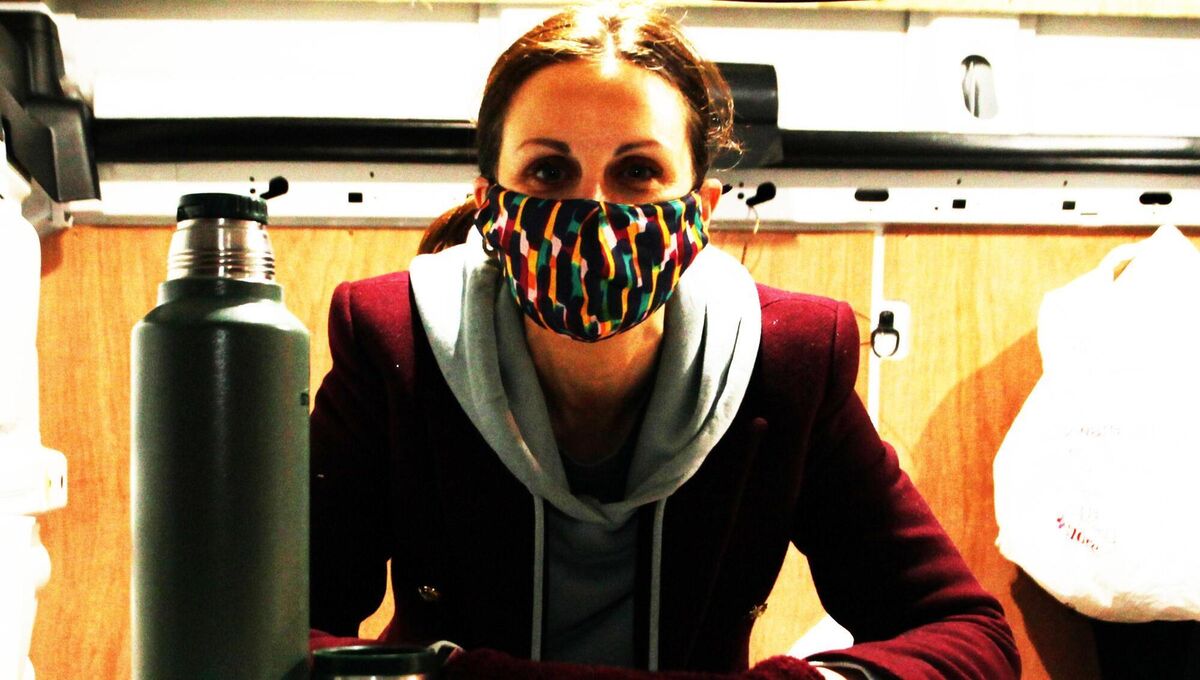 Novas head of policy and communications Una Burns overseeing meals being given out to the homeless of Limerick. Picture: Brendan Gleeson