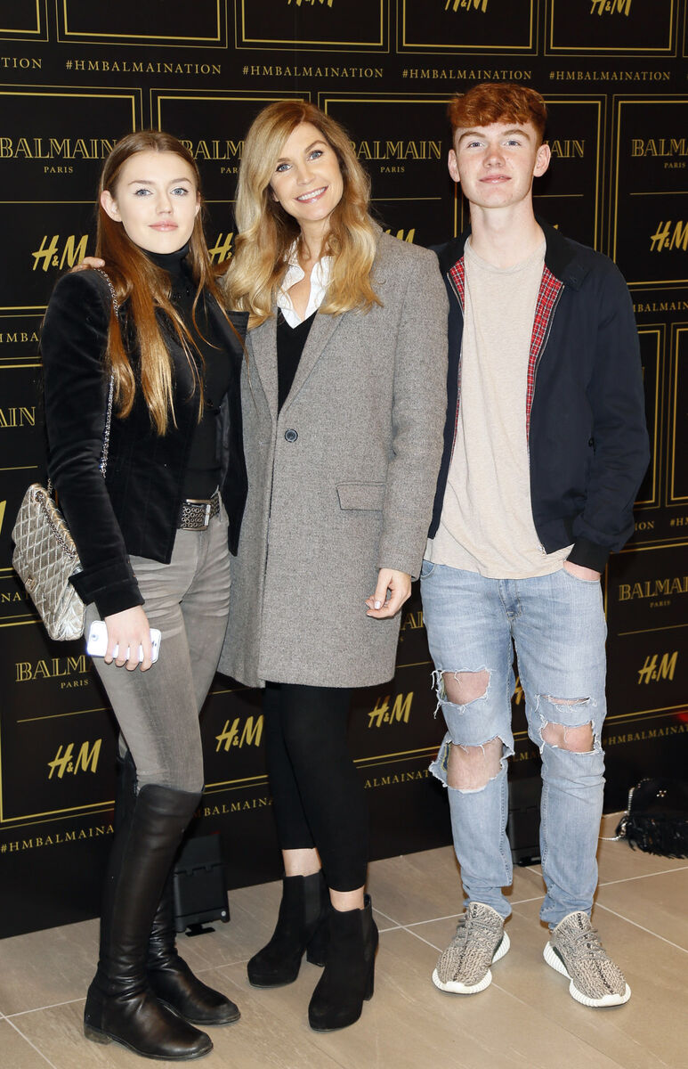 Missy Keating, Yvonne Connolly and Jack Keating at the launch of the Balmain x H&amp;M collection at their Flagship College Green store. Picture: Kieran Harnett