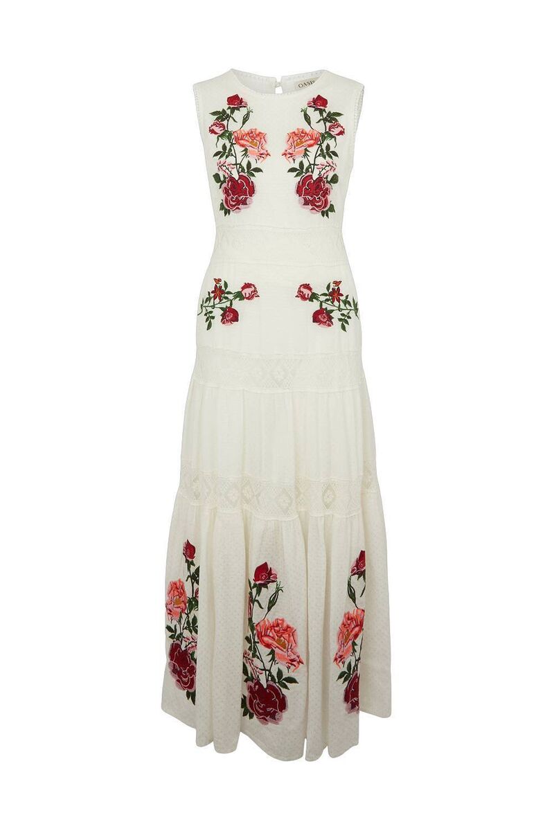Rose Embroidered Dress, €200, RHS X Oasis Rose Embroidered Dress, €200, RHS X Oasis