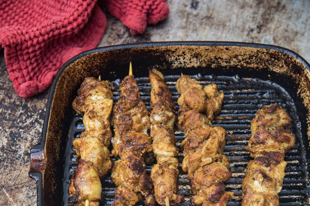 Chicken Shishlik (Shawarma Spiced Chicken Skewers) from Mezze