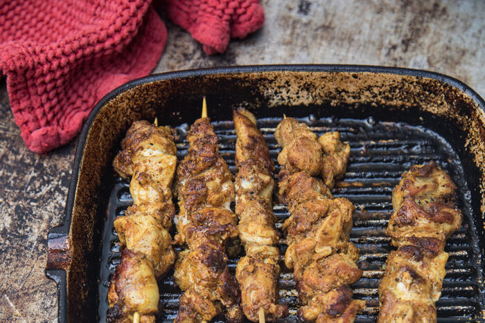 Chicken Shishlik (Shawarma Spiced Chicken Skewers) from Mezze