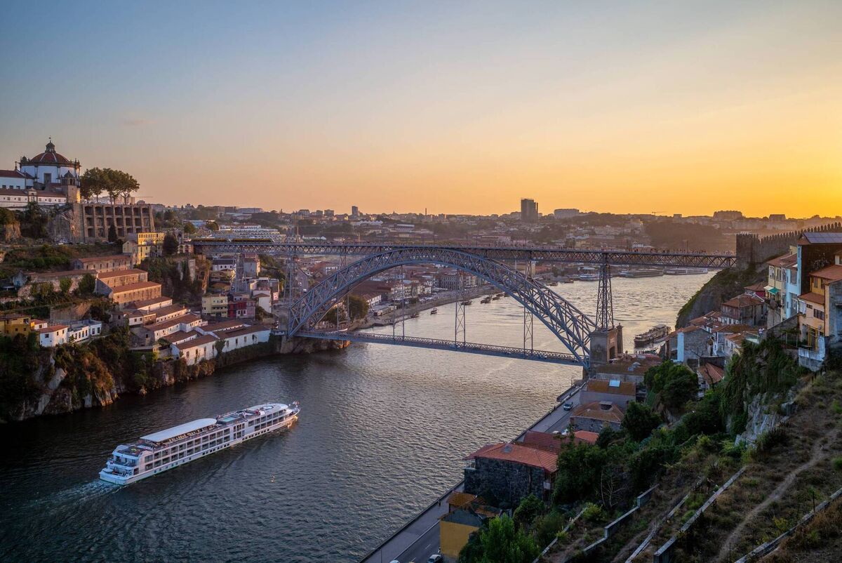cityscape of porto in portugal at dusk cityscape of porto in portugal at dusk