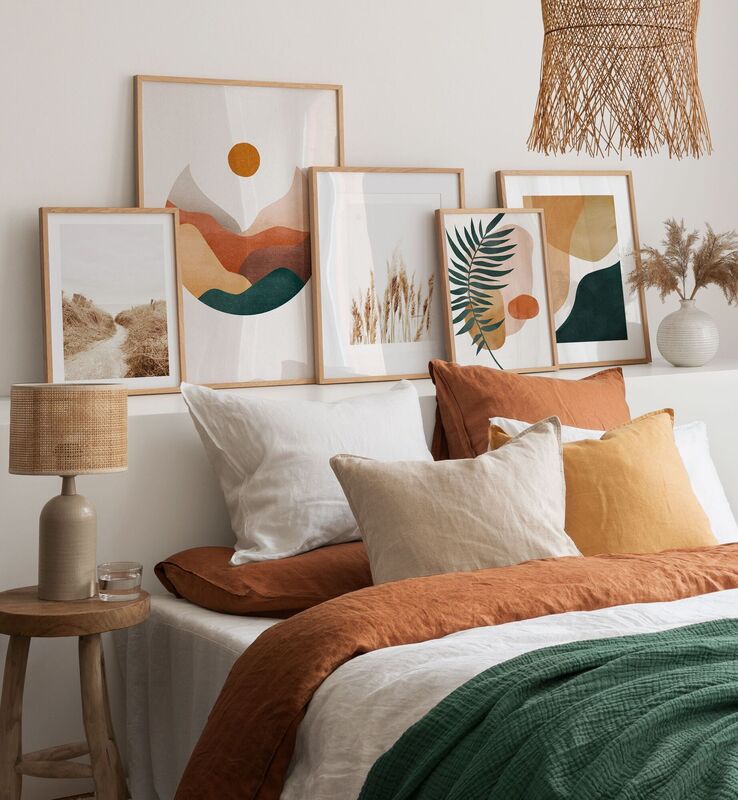 The layered look is another option for displaying art where frames of different sizes are propped against a wall overlapping slightly (from €4.95 at www.posterstore.ie). The layered look is another option for displaying art where frames of different sizes are propped against a wall overlapping slightly (from €4.95 at www.posterstore.ie).