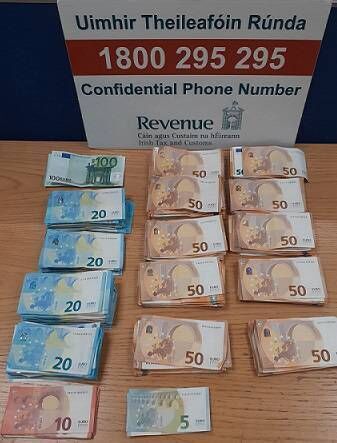 €13,700 was seized at Dublin Airport last week. Picture: Revenue