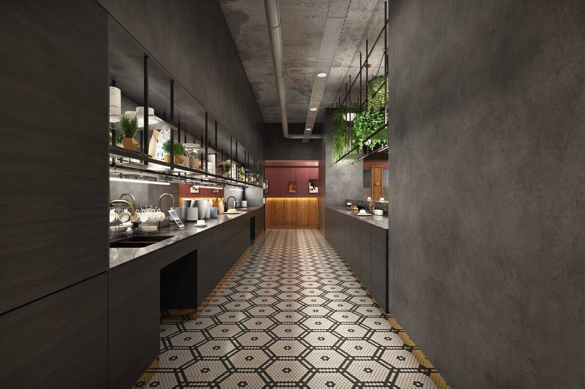 Iconic Offices CGI of NSQ2 kitchen 