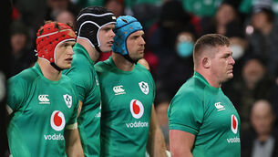 <p>HISTORY MAKERS: Ireland’s Josh van der Flier James Ryan Tadhg Beirne and Tadhg Furlong. ©INPHO/Billy Stickland</p>