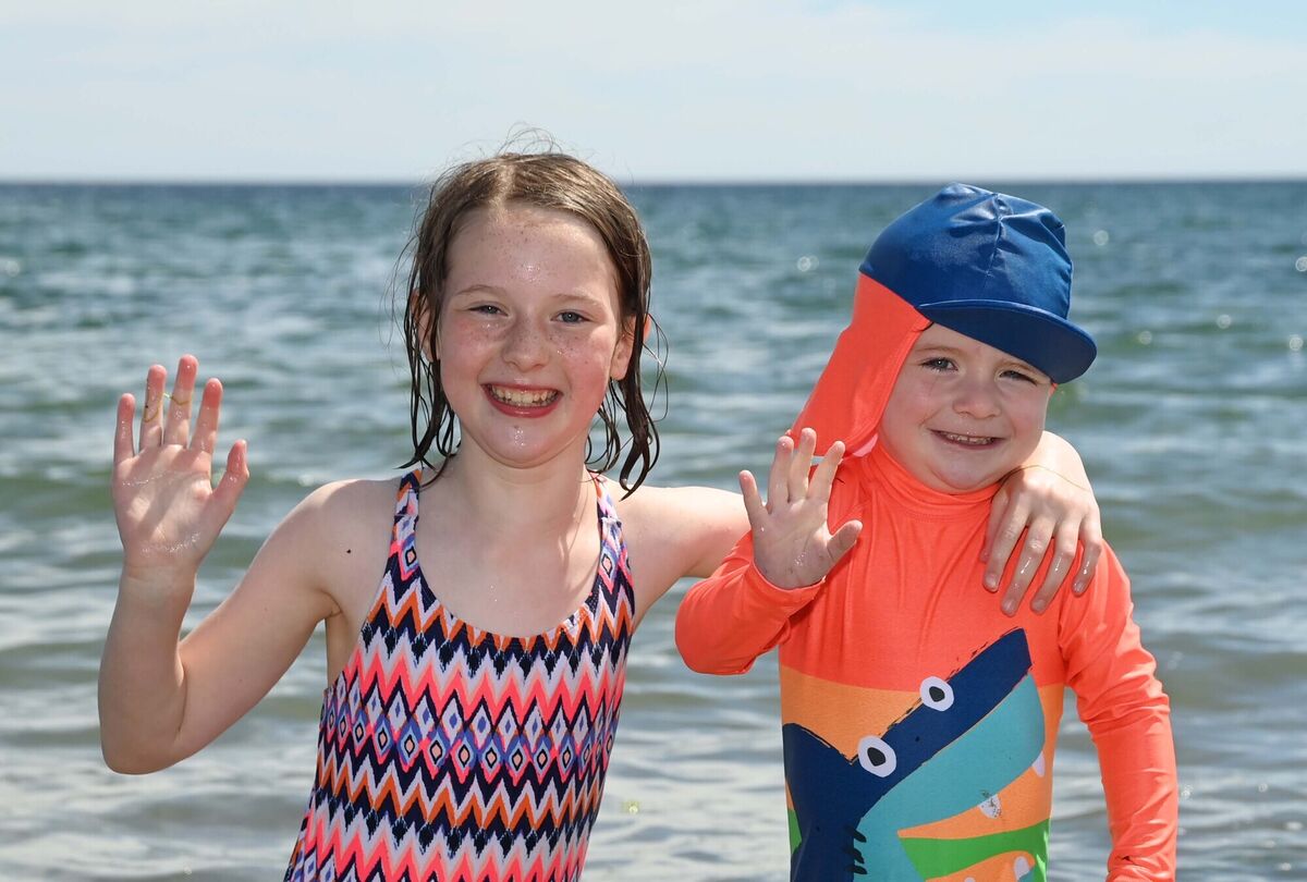 Isabelle and Dylan Kavanagh having fun in the sunshine at Garryvoe beach last weekend