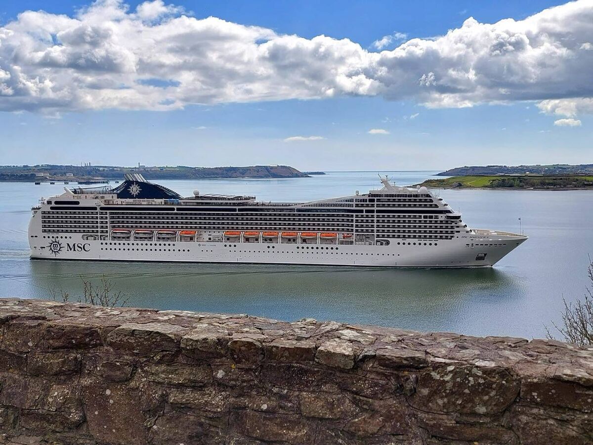 Cruise liners pass right by