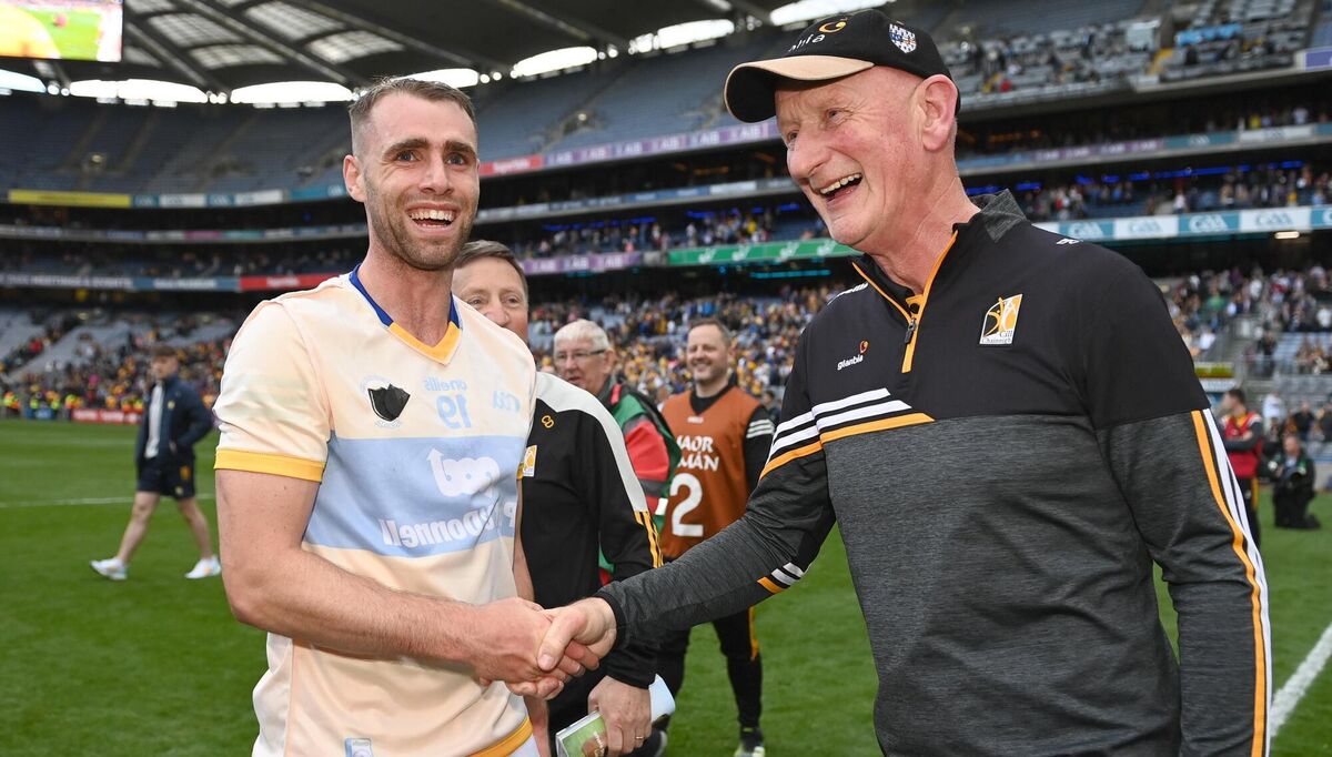 Fire in the belly: Kilkenny manager Brian Cody shakes hands with Tommy Walsh of Kilkenny after their side's victory in the GAA Hurling All-Ireland Senior Championship Semi-Final match between Kilkenny and Clare at Croke Park in Dublin. Pic: Harry Murphy/Sportsfile