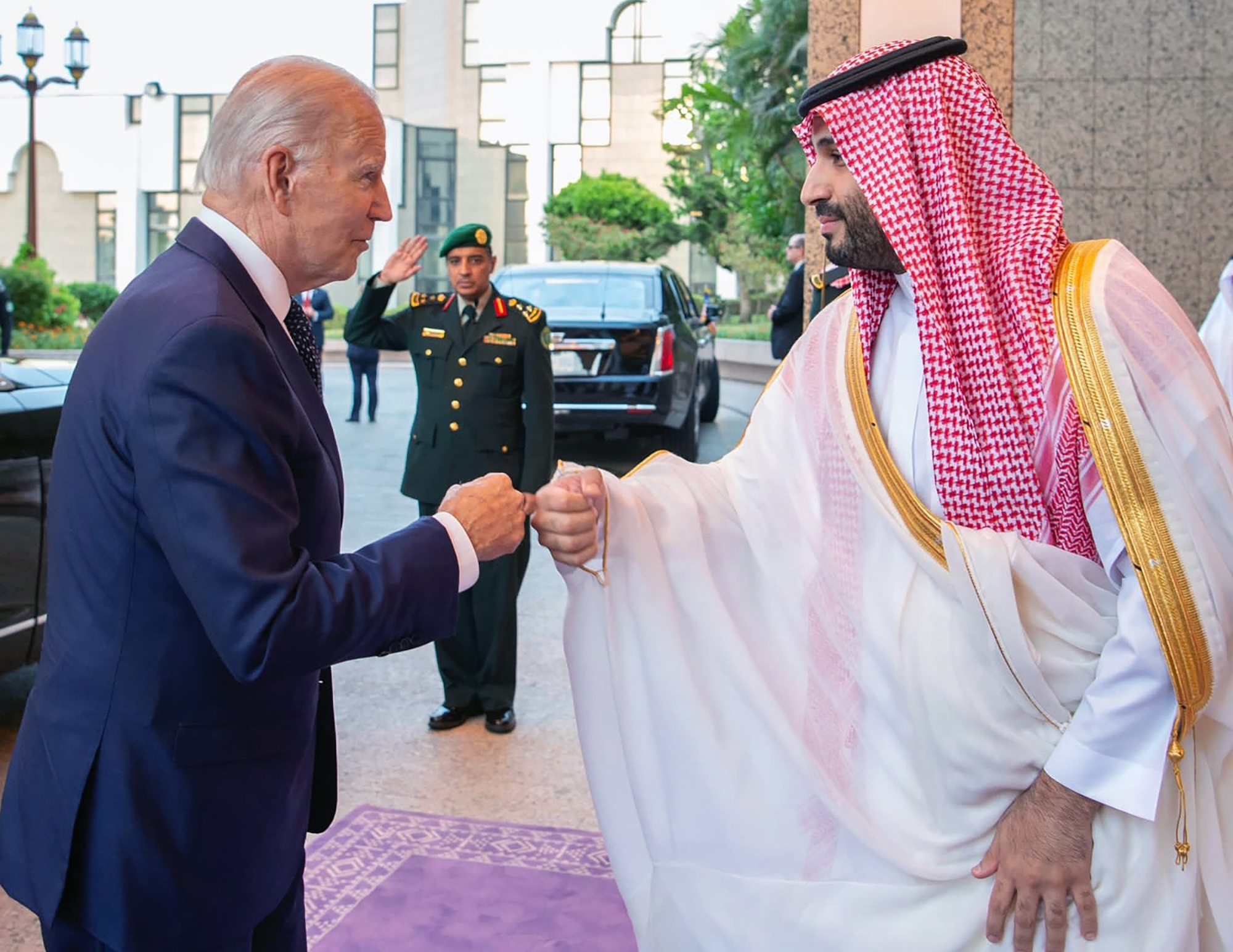 Saudi crown prince greets Biden with fist bump ahead of key meeting