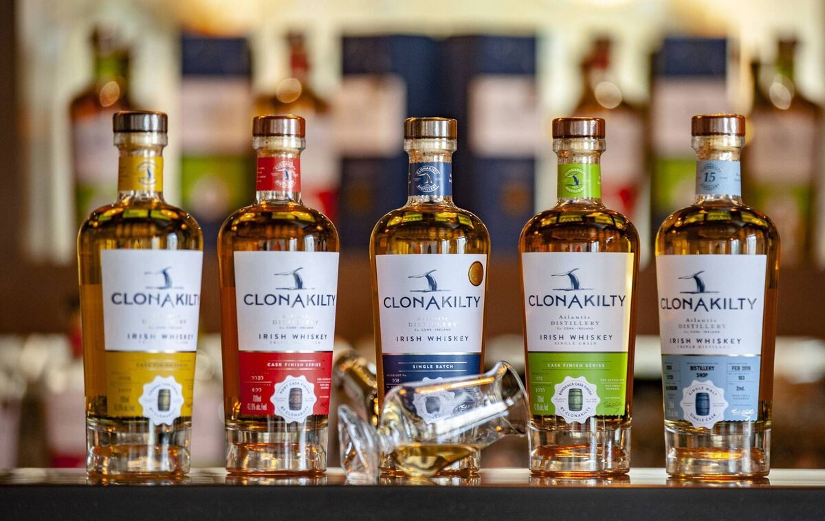 Some of the whiskeys available from Clonakilty Distillery