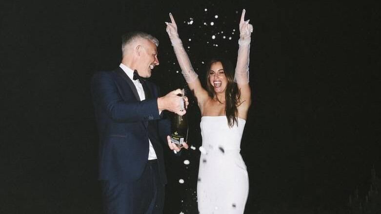 Des Bishop and Hannah Berner tied the knot in May Des Bishop and Hannah Berner tied the knot in May