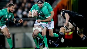 <p>Not for stopping: Ireland’s James Ryan readies for a meeting with Brodie Retallick of New Zealand in Wellington on Saturday. Pic: INPHO/Billy Stickland</p>
