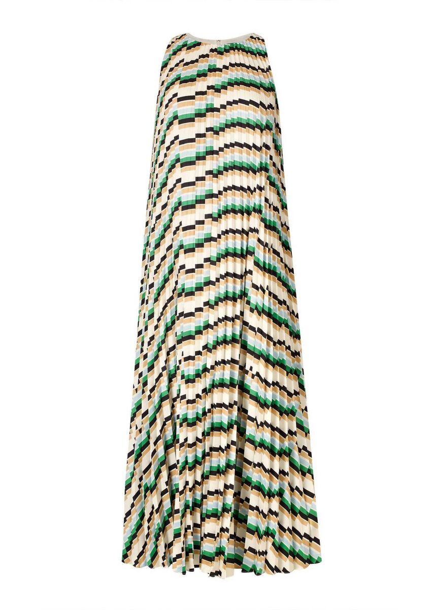Geo step halterneck pleated maxi dress + belt, ME+EM, €380
