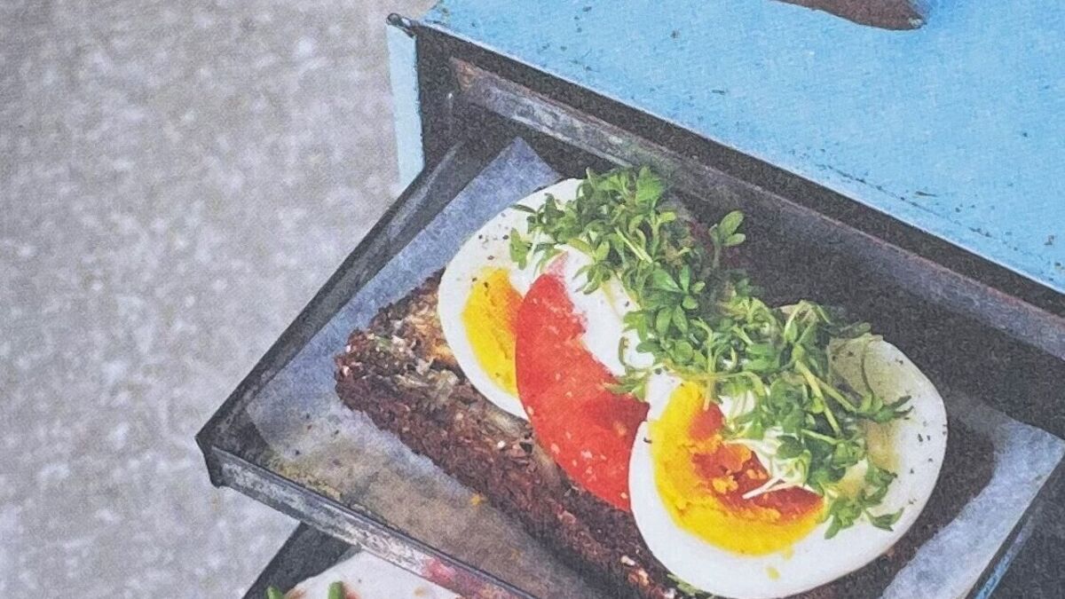 Tomato, egg and mayonnaise open sandwich