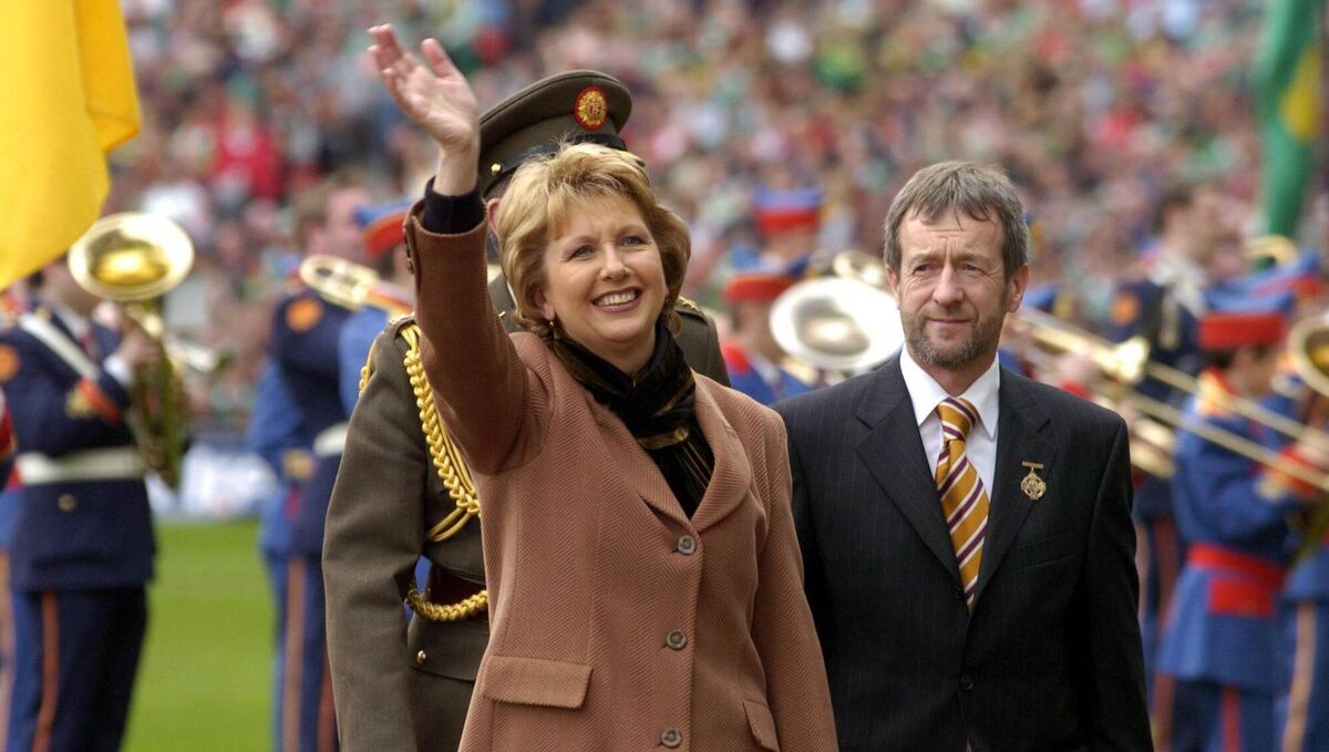 MEETING THE PREZ: Mary McAleese in the company of GAA President Sean Kelly before the final 18 years ago.  