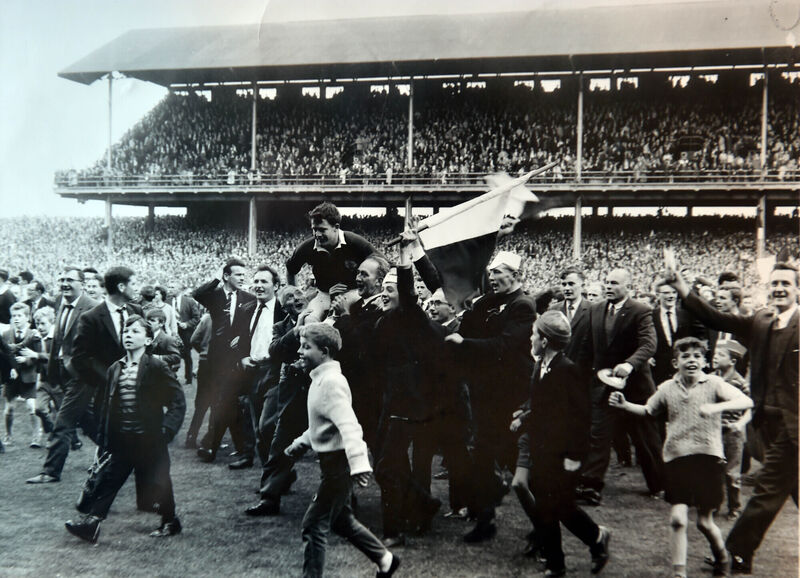 HERO OF THE HOUR: Cyril Dunne being carried off by supporters after winning the 1964 All-Ireland football final. Photo: Ray Ryan