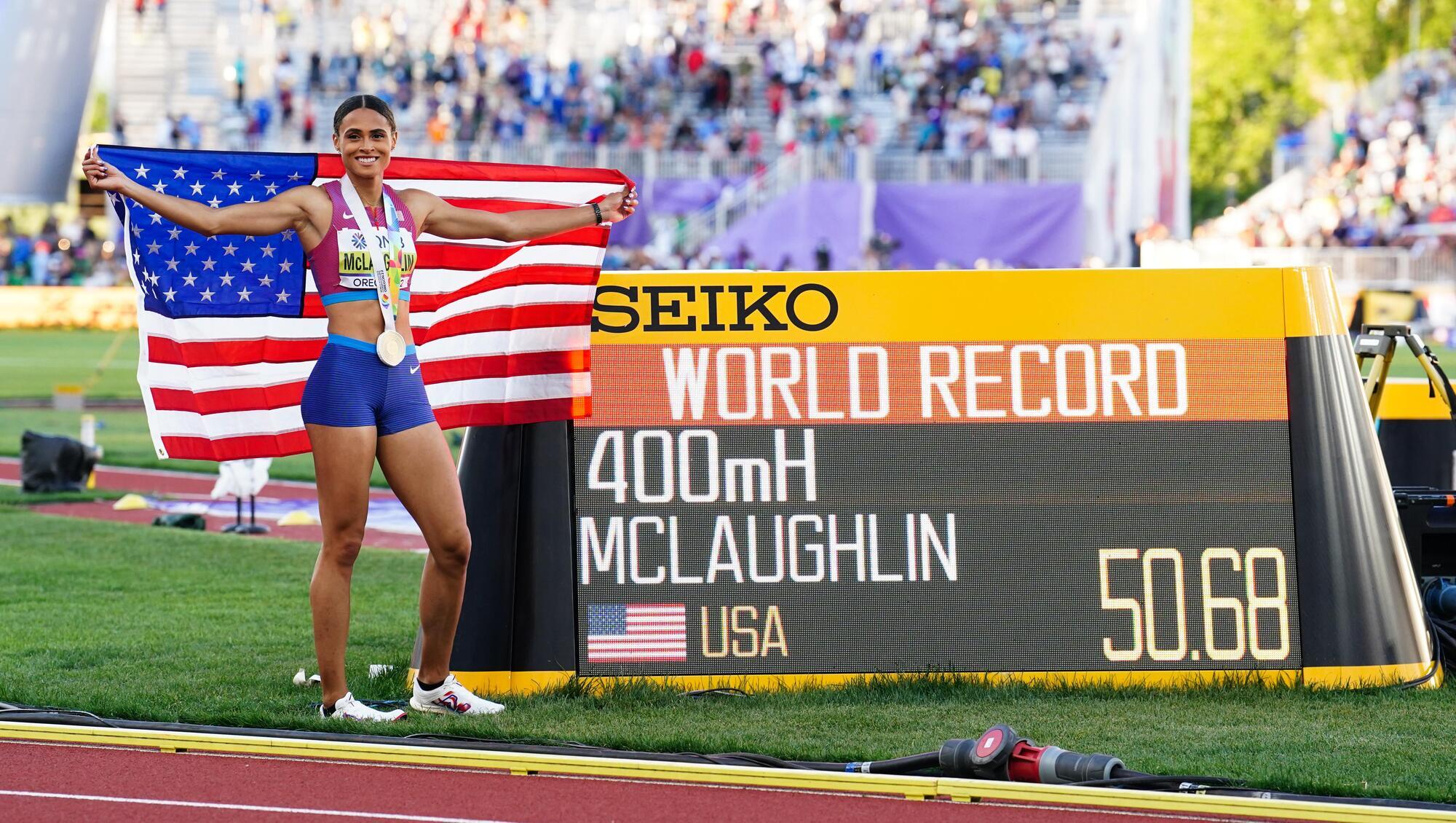 US superstar Sydney McLaughlin smashes 400m hurdles world record