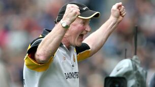 <p>ECSTATIC: Brian Cody celebrates at the final whistle of the 2009 All-Ireland hurling final win. Pic: INPHO/Lorraine O'Sullivan</p>