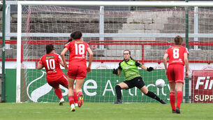 <p>ON THE SPOT: Shelbourne's Noelle Murray scores a penalty. Pic: INPHO/Bryan Keane</p>