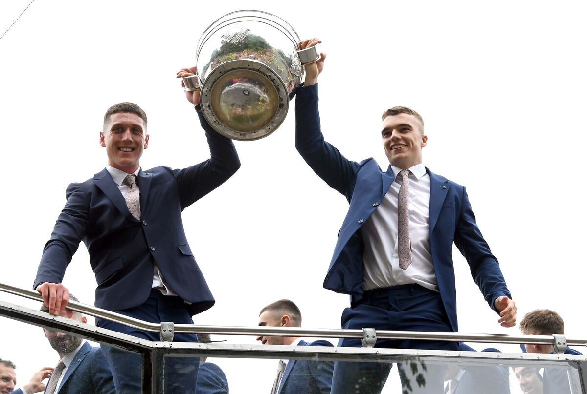 Supporters on the streets got a grandstand view of the victorious footballers and the Sam Maguire trophy on Monday evening. Picture: Don MacMonagle