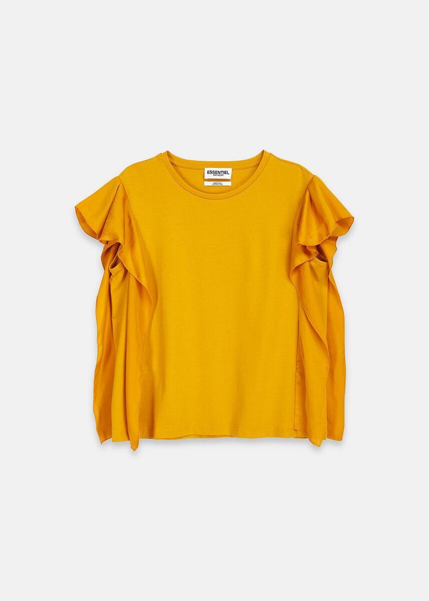 Jersey T-shirt with Satin Sleeves, €115, Essentiel Antwerp Jersey T-shirt with Satin Sleeves, €115, Essentiel Antwerp