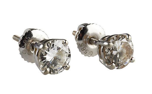 Virginia Hill's diamond stud earrings at Julien's Auctions.