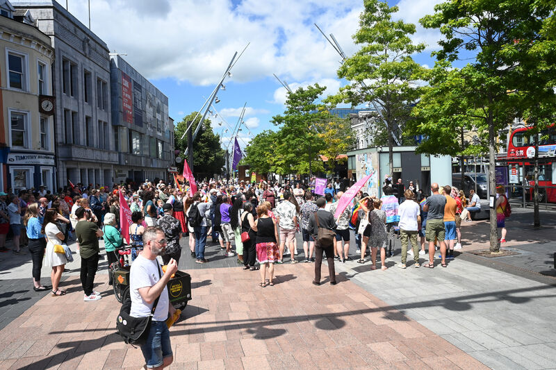 Trans Pride demonstration at Grand Parade in Cork City on Saturday July 9. Picture: Larry Cummins Trans Pride demonstration at Grand Parade in Cork City on Saturday July 9. Picture: Larry Cummins