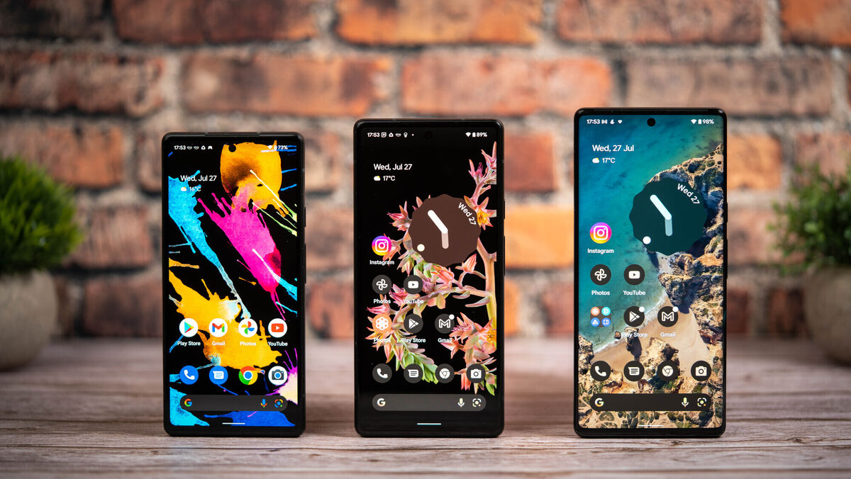 Google Pixel 6a, Pixel 6 and Pixel 6 Pro. Picture: Noel Campion