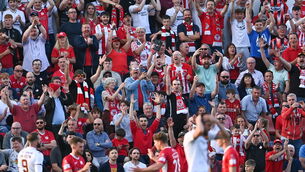 <p>BIG LIFT: Sligo Rovers supporters. Pic: David Fitzgerald/Sportsfile</p>
