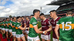 <p>SPLIT SEASON: David Clifford of Kerry and Shane Walsh of Galway shake hands. Kids will still get to see the Clifford and Walsh starring for the rest of this year - just at a more local level. Pic: Ramsey Cardy/Sportsfile</p>