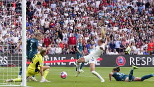 <p>KEY MOMENT: England's Chloe Kelly scores her sides second goal of the game during the UEFA Women's Euro 2022 final at Wembley Stadium, London.</p>