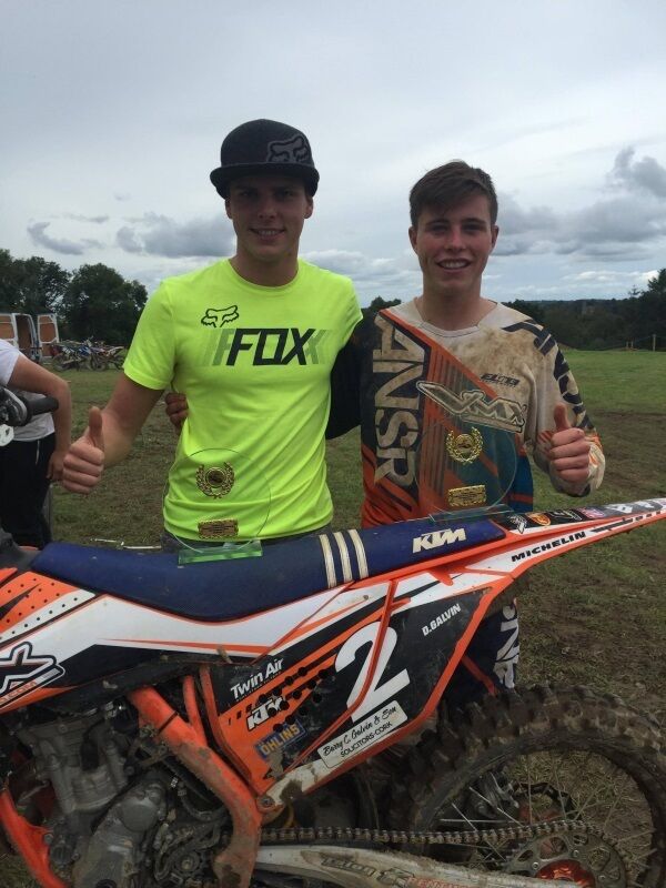 Moto cross Jordan Dunne (left) and David Galvin Jnr (right) both won domestic championships last year in Grade A.