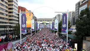 England fans make their way from the stadium after the final (PA)