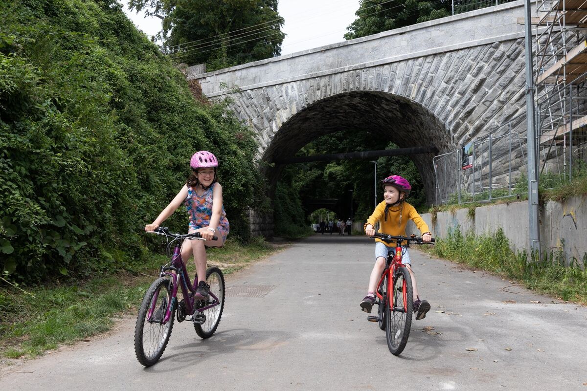 Jennifer Quinn and Laura Quinn on the Cork City to Passage West Greenway which reopened to the public in July after major renovation works. The greenway traces the route of the 19th century Cork, Blackrock and Passage Railway line. Picture: Darragh Kane