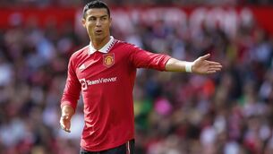 <p>EARLY EXIT: Cristiano Ronaldo played 45 minutes on Sunday. Pic: Dave Thompson/PA</p>
