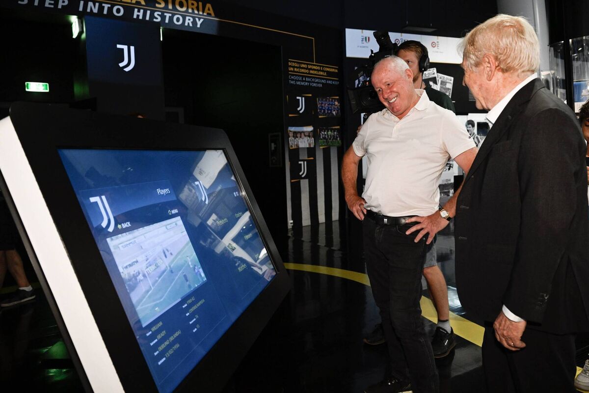 NOSTALGIA: Former Juventus player Liam Brady at Juventus Museum with Paolo Garimberti. Pic: Juventus/Twitter