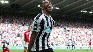<p>Newcastle United's Callum Wilson (centre) celebrates scoring their side's second goal of the game during the Premier League match at St. James' Park, Newcastle. Picture  Richard Sellers/PA Wire. </p>