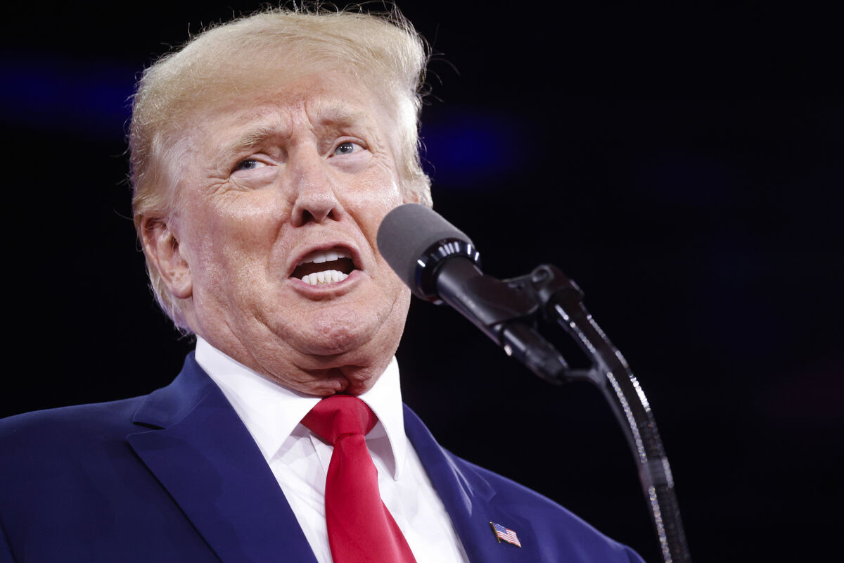 Former President Donald Trump delivers the final remarks during Conservative Political Action Conference (CPAC) at the Hilton Anatole in Dallas, on Saturday, Aug. 6, 2022. Picture: Shafkat Anowar/The Dallas Morning News via AP