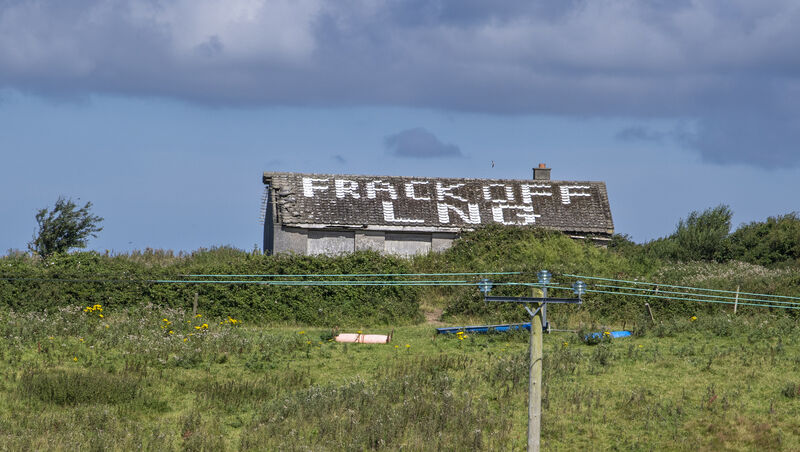 Graffiti painted on a roof of an old house in Ballylongford, Co Kerry. Picture: Domnick Walsh Graffiti painted on a roof of an old house in Ballylongford, Co Kerry. Picture: Domnick Walsh