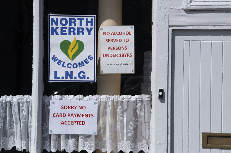 A sign supporting the LNG terminal in a window in Ballylongford, Co Kerry. Picture: Domnick Walsh A sign supporting the LNG terminal in a window in Ballylongford, Co Kerry. Picture: Domnick Walsh