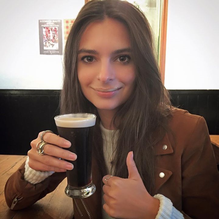 Emily Ratajkowski enjoying a pint in Ireland.