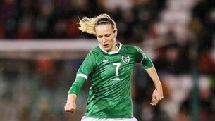<p>ON THE MOVE: Diane Caldwell of the Republic of Ireland during the FIFA Women's World Cup 2023 qualifying group A match between the Republic of Ireland and Georgia at Tallaght Stadium. Photo: Stephen McCarthy/Sportsfile</p>