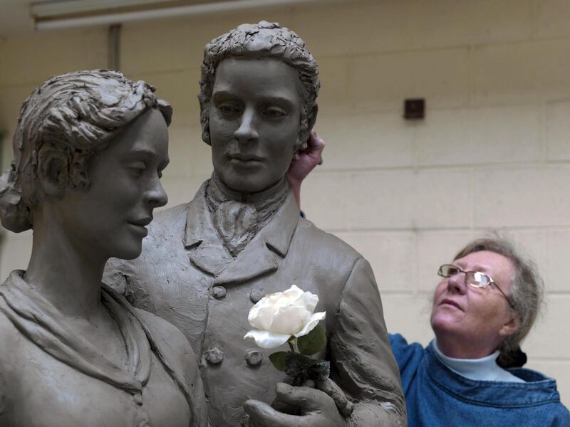 Jeanne Rynhart working on her Rose of Tralee statue in her studio in Bantry in 2009. Picture: Don MacMonagle 